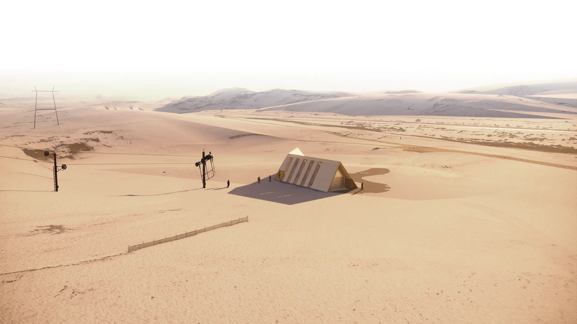 Iceland ski hut CLT timber render