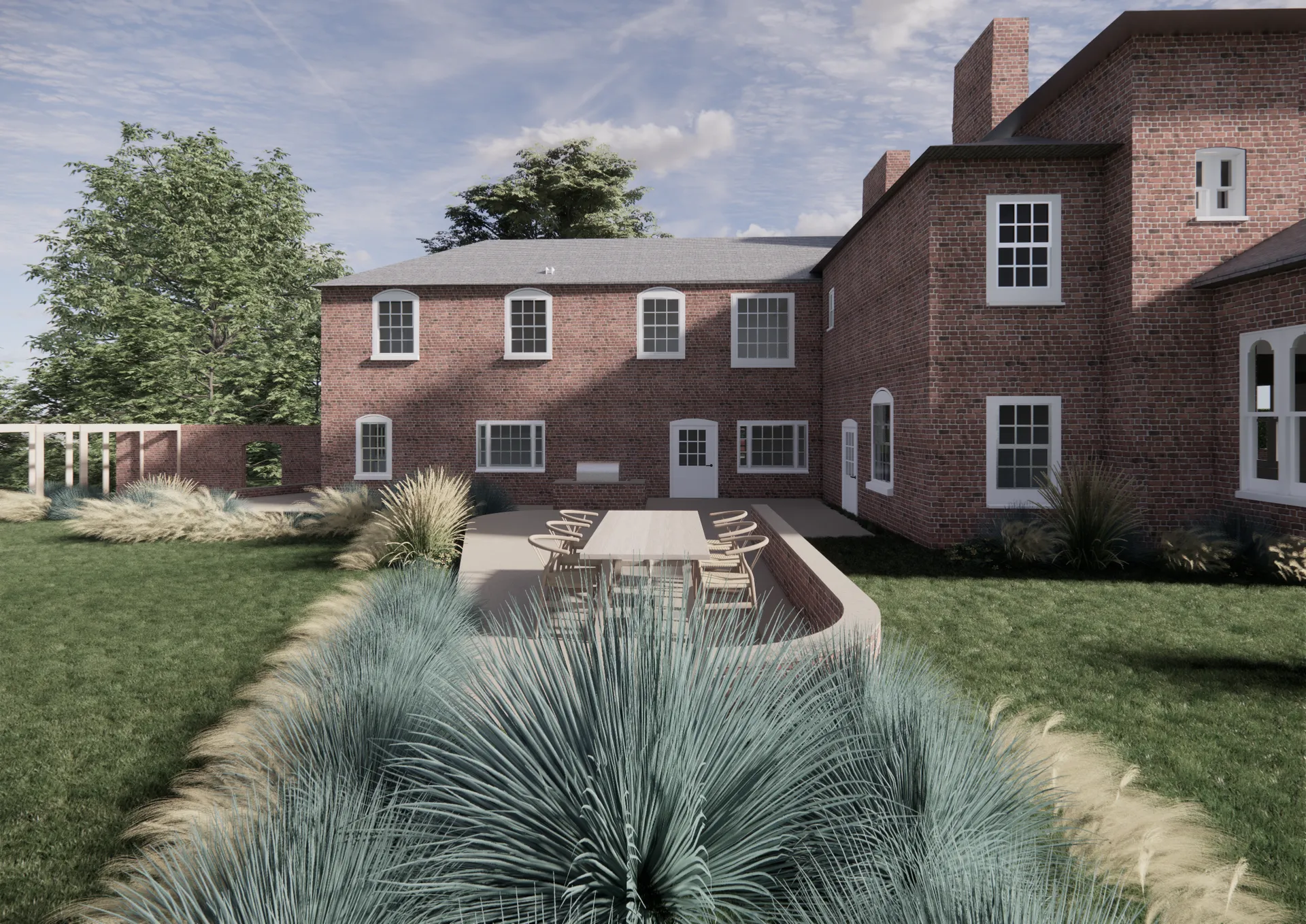 Sarratt Hall west terrace elevation